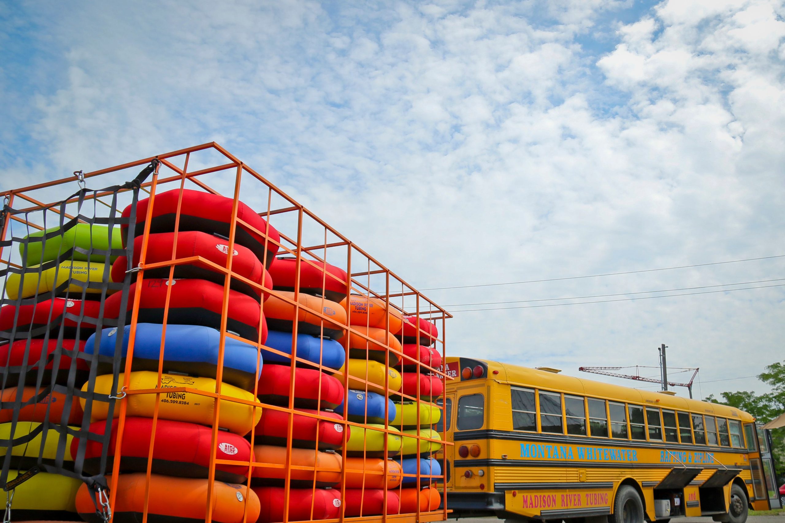 stack of river tubes